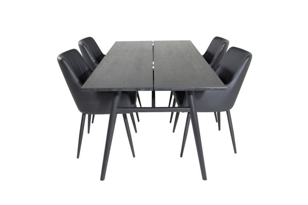 Imagine Masa extensibila Sleek negru periat - 190*95 + Comfort - Scaun de dining - Stejar/Negru _4