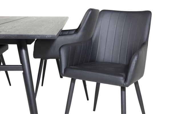 Imagine Masa extensibila Sleek negru periat - 190*95 + Comfort - Scaun de dining - Stejar/Negru _4