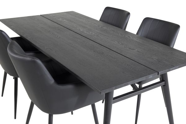 Imagine Masa extensibila Sleek negru periat - 190*95 + Comfort - Scaun de dining - Stejar/Negru _4