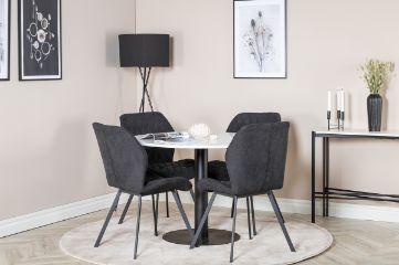 Imagine Masa de dining Razzia ø106cm - Alb / Negru+Scăun de dining Gemma - Picioare Negre - B