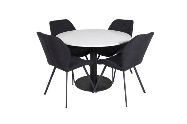 Imagine Masa de dining Razzia ø106cm - Alb / Negru+Scăun de dining Gemma - Picioare Negre - B