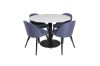 Imagine Masa de dining Razzia ø106cm - Alb / Negru+Scaun de dining velvet - Picioare negre - B