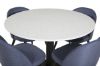 Imagine Masa de dining Razzia ø106cm - Alb / Negru+Scaun de dining velvet - Picioare negre - B