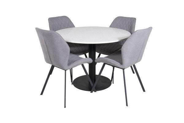 Imagine Masa de dining Razzia ø106cm - Alb / Negru+ Scaun de dining Gemma - Picioare Negre - G