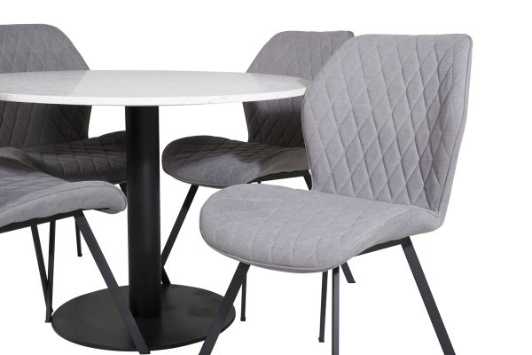 Imagine Masa de dining Razzia ø106cm - Alb / Negru+ Scaun de dining Gemma - Picioare Negre - G