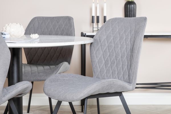 Imagine Masa de dining Razzia ø106cm - Alb / Negru+ Scaun de dining Gemma - Picioare Negre - G