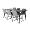 Imagine Masa de dining Dipp - 180*90cm - Furnir negru / picioare complet negre + Scaun de dining Muce