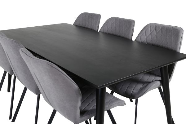 Imagine Masa de dining Dipp - 180*90cm - Furnir negru / picioare complet negre