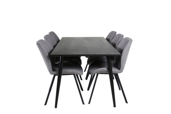 Imagine Masa de dining Dipp - 180*90cm - Furnir negru / picioare complet negre