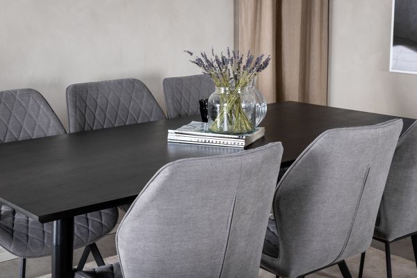 Imagine Masa de dining Dipp - 180*90cm - Furnir negru / picioare complet negre