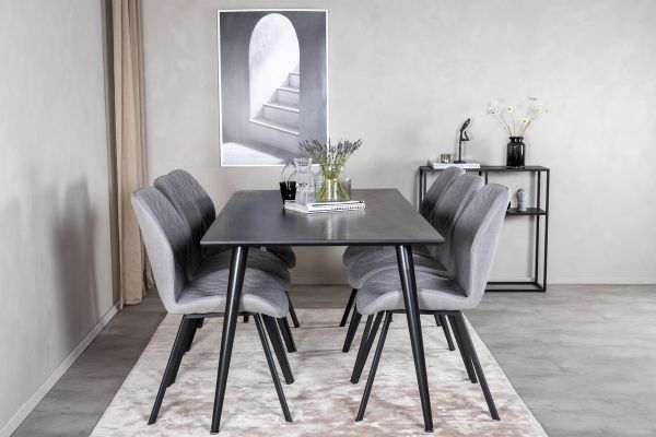 Imagine Masa de dining Dipp - 180*90cm - Furnir negru / picioare complet negre