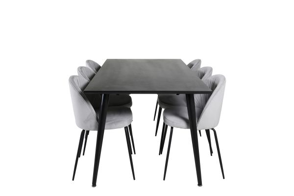 Imagine Masa de Dining Dipp - 180 * 90cm - Furnir negru / picioare complet negre + Masă de Dining Wrinkles