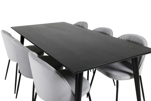 Imagine Masa de Dining Dipp - 180 * 90cm - Furnir negru / picioare complet negre + Masă de Dining Wrinkles