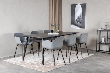 Imagine Masa de Dining Dipp - 180*90cm - Furnir Negru / picioare complet negre + Plastic Comfort