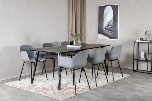 Imagine Masa de Dining Dipp - 180*90cm - Furnir Negru / picioare complet negre + Plastic Comfort