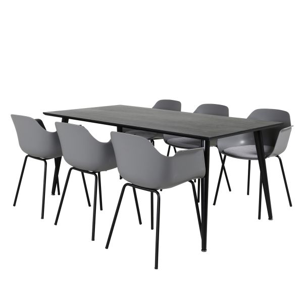 Imagine Masa de Dining Dipp - 180*90cm - Furnir Negru / picioare complet negre + Plastic Comfort