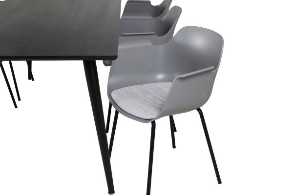 Imagine Masa de Dining Dipp - 180*90cm - Furnir Negru / picioare complet negre + Plastic Comfort