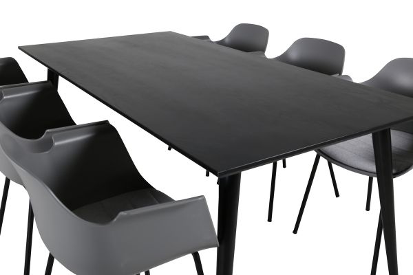 Imagine Masa de Dining Dipp - 180*90cm - Furnir Negru / picioare complet negre + Plastic Comfort