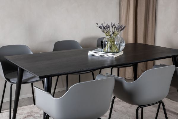 Imagine Masa de Dining Dipp - 180*90cm - Furnir Negru / picioare complet negre + Plastic Comfort