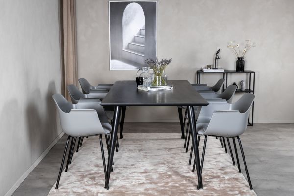 Imagine Masa de Dining Dipp - 180*90cm - Furnir Negru / picioare complet negre + Plastic Comfort