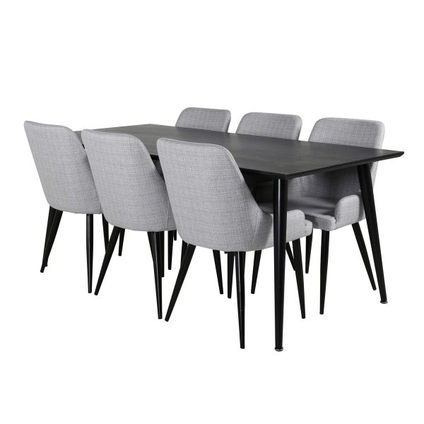 Imagine Vă rog să traduceți complet Dipp Dining Table - 180*90cm - Black Veneer / all black legs +Plaza Dining cha