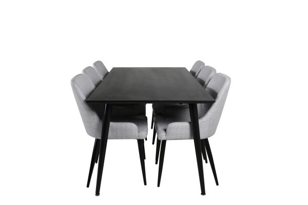 Imagine Vă rog să traduceți complet Dipp Dining Table - 180*90cm - Black Veneer / all black legs +Plaza Dining cha