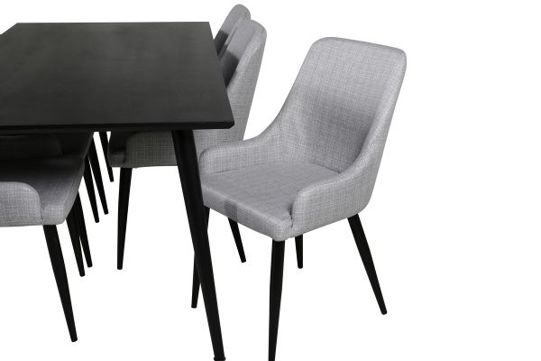 Imagine Vă rog să traduceți complet Dipp Dining Table - 180*90cm - Black Veneer / all black legs +Plaza Dining cha