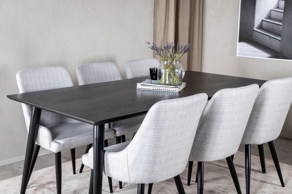 Imagine Vă rog să traduceți complet Dipp Dining Table - 180*90cm - Black Veneer / all black legs +Plaza Dining cha