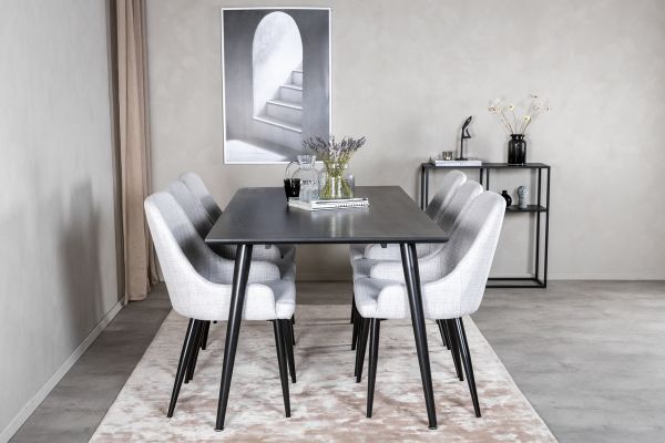 Imagine Vă rog să traduceți complet Dipp Dining Table - 180*90cm - Black Veneer / all black legs +Plaza Dining cha