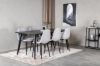 Imagine Masa de dining Dipp - 180 * 90cm - Furnir negru / picioare complet negre - 6 scaune de dining Polar Diamond - Picioare negre - Material gri