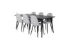 Imagine Masa de dining Dipp - 180*90 cm - Furnir negru / picioare complet negre - Scaun de dining Polar - Picioare negre - Material gri deschis 6