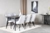 Imagine Masa de dining Dipp - 180*90cm - Furnir negru / picioare complet negre + Scaune de dining Velvet Deluxe