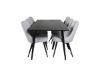 Imagine Masa de dining Dipp - 180*90cm - Furnir negru / picioare complet negre + Scaune de dining Velvet Deluxe