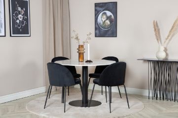 Imagine Va rugam sa traduceti complet:

Masa de dining rotunda Estelle ø106 H75 - alb / negru + Scaun de dining Wrinkles - negru