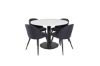 Imagine Vă rog să traduceți complet Tabelul de dining rotund Estelle ø106 H75 - Alb / Negru + Scaun de dining din catifea - Negru