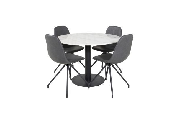 Imagine Masa de dining rotunda Estelle ø106 H75 - Alb / Negru+Scaun de dining Polar cu Spi