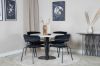 Imagine Estelle Dining Table round 106cm White marble / Black Legs - Arrow armchair - Black Legs - Black Velvet 4