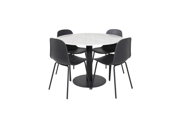 Imagine Vă rugăm să traduceți complet Estelle Round Dining Table ø106 H75 - Alb / Negru + Scaun de masă Arctic - Negru