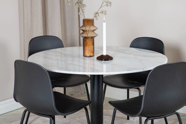 Imagine Vă rugăm să traduceți complet Estelle Round Dining Table ø106 H75 - Alb / Negru + Scaun de masă Arctic - Negru