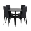 Imagine Masa de dining Dipp - 115cm - Furnir negru / Toate picioarele negre + Scaune de dining cu spate inalt subtire