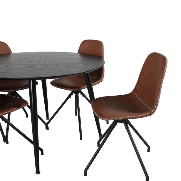 Imagine Masa de dining Dipp - 115cm - Furnir negru / Picioare complet negre + Scaun de dining Polar w