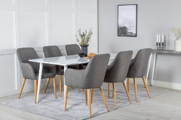 Imagine Polar Dining table 180 cm - White top / White Legs +Comfort - Dining Chair - Oak/Dark Grey _6