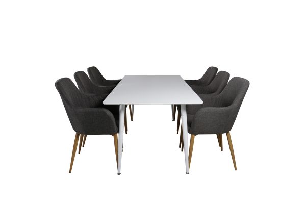 Imagine Polar Dining table 180 cm - White top / White Legs +Comfort - Dining Chair - Oak/Dark Grey _6