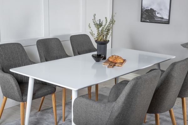 Imagine Polar Dining table 180 cm - White top / White Legs +Comfort - Dining Chair - Oak/Dark Grey _6