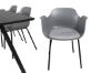 Imagine Masa de dining Marina - blat negru / picioare negre - 6 scaune plastic Comfort - picioare negre - plastic gri