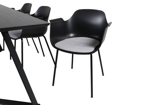 Imagine Masă de dining Marina - blat negru / picioare negre - scaun de dining din plastic Comfort - picioare negre - plastic negru 6