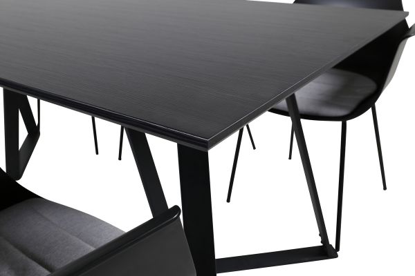 Imagine Masă de dining Marina - blat negru / picioare negre - scaun de dining din plastic Comfort - picioare negre - plastic negru 6