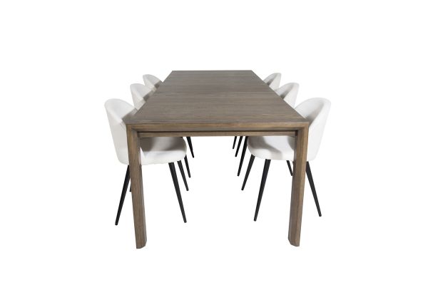 Imagine Tabel Extensibil Slider - Stejar Fumat - 170+40+40cm + Scaun Dining din Catifea de Corduroy