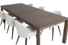 Imagine Tabel Extensibil Slider - Stejar Fumat - 170+40+40cm + Scaun Dining din Catifea de Corduroy