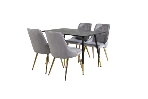 Imagine Masa de dining Dipp - 120 cm - Furnir negru - Picioare negre cu detalii din alama dipp+Velvet D